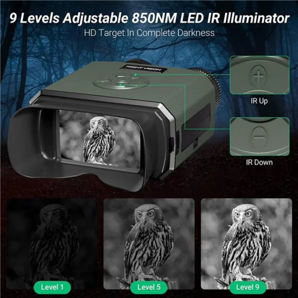 Night Vision Binoculars, Rechargeable, 3.5'' Large Screen with 8X Digital Zoom